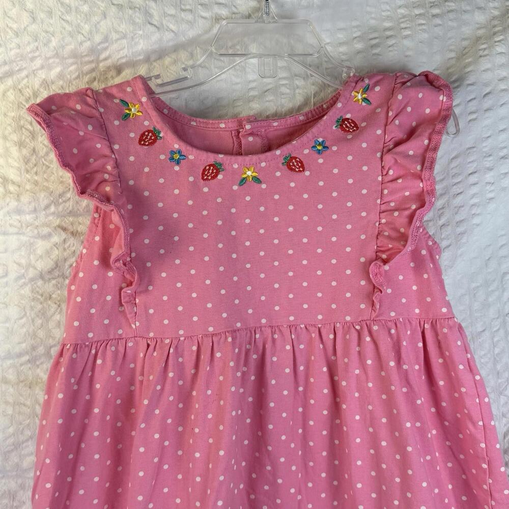 Girls Pink Dotted Unicorn Rainbow Dress Embroidered Strawberries Sz 6 - Picture 9 of 9